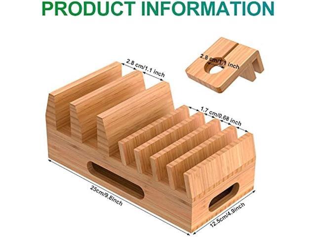 Pezin & Hulin Bamboo Charging Station Organizer for Multiple Devices & Wood Desktop Docking Charging Stand Such As Cell Phone, Tablets, Phone Case...