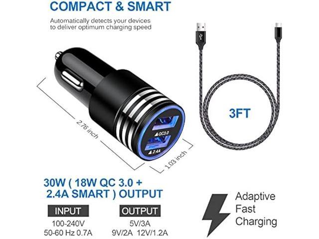 Car Charger Type C Fast Charger for Samsung Galaxy S23/S22/S22 Plus/S22 Ultra/S21 S20 FE Z Flip 4/3 A53 A03S A13 A02S A12 A32 A52 A50 A71 S10 S9...