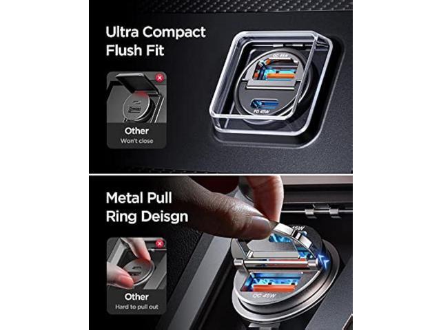 90W USB C Car Charger,2-Pack [Super Mini Metal] Charger Fast Charging Adapter PD+QC3.0 Dual Port MRGLAS Type Cigarette Lighter Compatible iPhone 14...