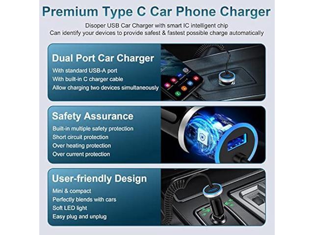 USB C Samsung Fast Car Charger for Samsung Galaxy A14 A23 A54 Z Fold 4 Z Flip 4 A13 S23 S22 Ultra S21FE A53 S20 A03s;Google Pixel 7 Pro 6a 5a...