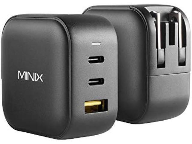 MINIX 66W Turbo 3-Port GaN Wall Charger 2 x USB-C Fast Charging Adapter, 1 x USB-A Quick Charge 3.0, Compatible with MacBook Pro Air, iPad Pro,...