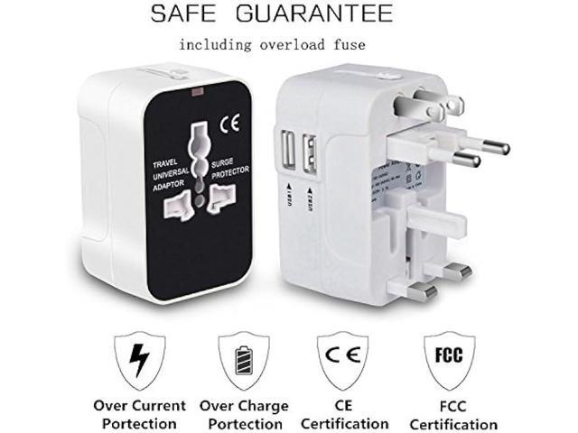 International Universal All in One Worldwide Travel Adapter Wall Charger AC Power Plug Adapter with Dual USB Charging Ports for USA EU UK AUS...