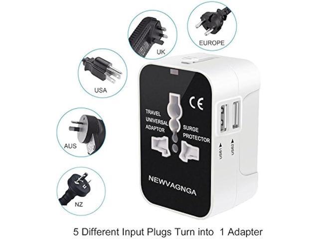 International Universal All in One Worldwide Travel Adapter Wall Charger AC Power Plug Adapter with Dual USB Charging Ports for USA EU UK AUS...