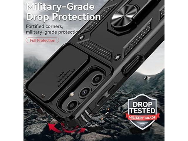 for Samsung Galaxy A14 5G Case with Slide Camera Cover HD Screen Protector [Military Grade 16ft. Drop Tested] Magnetic Ring Holder Kickstand...