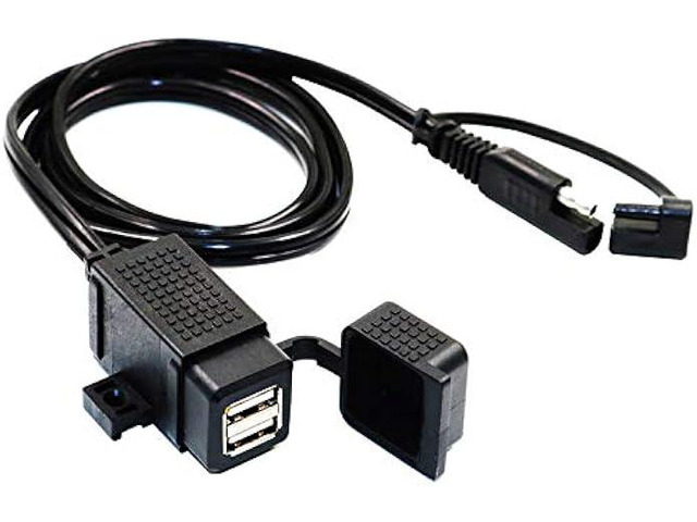 MOTOPOWER MP0609C 3.1Amp Waterproof Motorcycle Dual USB Charger Kit SAE to USB Adapter Cable Phone Tablet GPS Charger