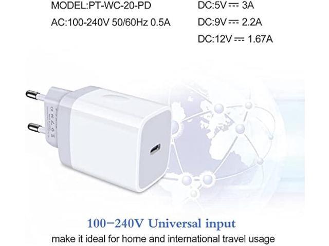 European Charger 2Pack EU Fast 20W USB C Charger Block Travel Plug PD Power Adapter for iPhone 15/14/14 Pro/14 Pro Max/13 Pro Max/13 Pro/13...