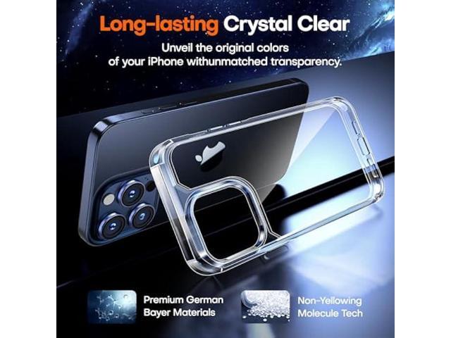 TAURI 5 in 1 for iPhone 15 Pro Max Case Crystal Clear, [Not-Yellowing & Military Drop Defense] with 2X Screen Protector+2X Camera Lens Protector+1X...