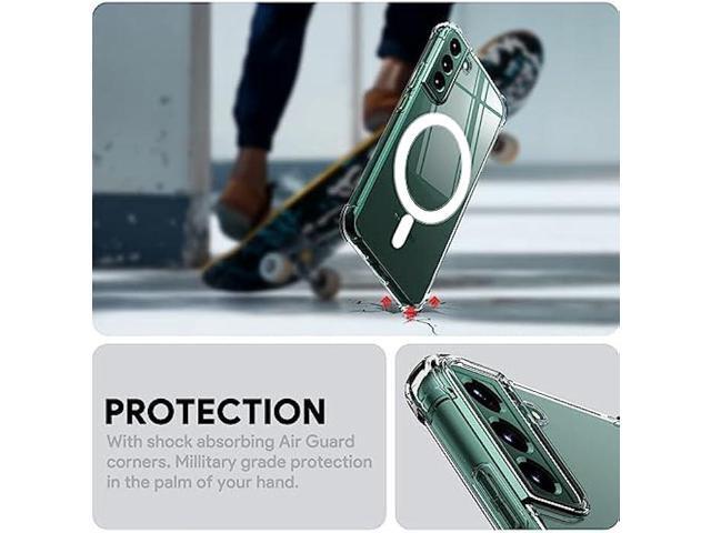 KIOMY Magnetic Phone Case for Samsung Galaxy S22 5G Clear Shockproof Airbag Bumper Protective Cover, Hybrid Design Hard PC Back and Flexible TPU...