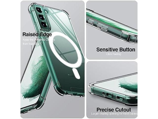 KIOMY Magnetic Phone Case for Samsung Galaxy S22 5G Clear Shockproof Airbag Bumper Protective Cover, Hybrid Design Hard PC Back and Flexible TPU...