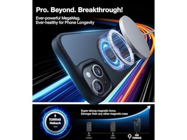 TORRAS Magnetic Designed for iPhone 15 Case, Compatible with MagSafe, Military Grade Drop Tested, Shockproof Translucent Hard Back Slim Protective...