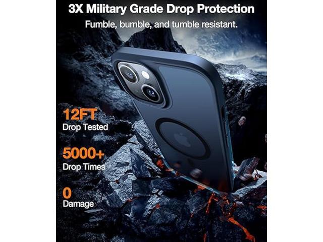 TORRAS Magnetic Designed for iPhone 15 Case, Compatible with MagSafe, Military Grade Drop Tested, Shockproof Translucent Hard Back Slim Protective...