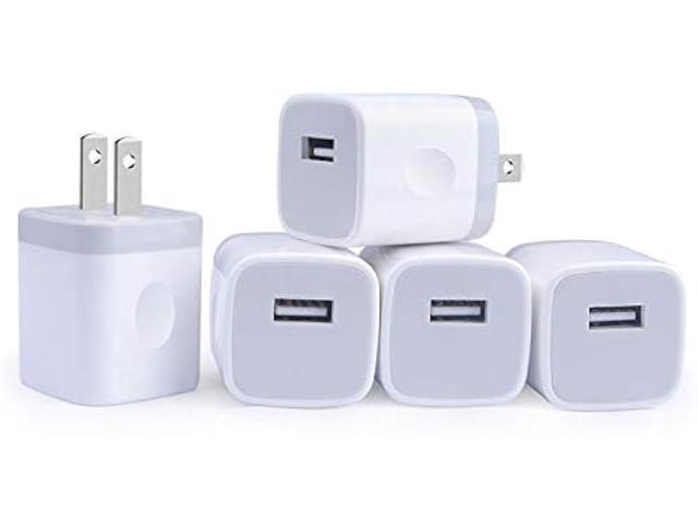 Single Port USB Wall Charger, GiGreen 1A/5V Power Adapter 5 Pack Charging Block Cube Plug Box Compatible Phone X/8/7/Xs/XR/6s/5/SE, Samsung...