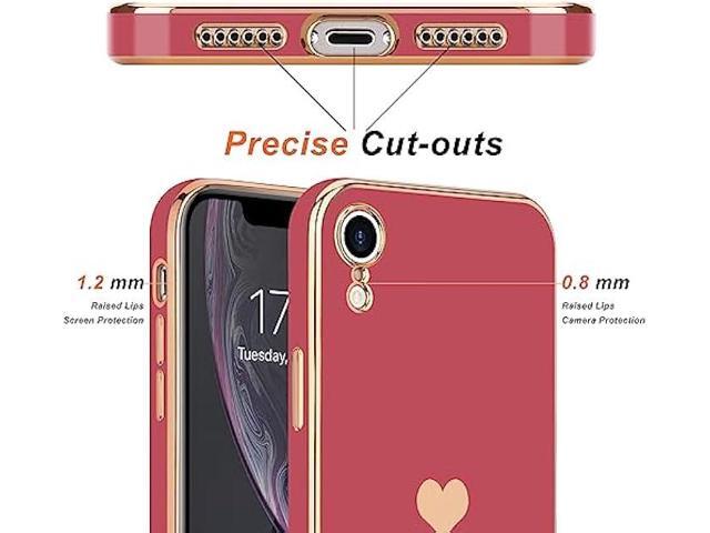 Teageo Compatible with iPhone Xr Case for Women Girl Cute Love-Heart Luxury Bling Plating Soft Back Cover Raised Full Camera Protection Bumper...
