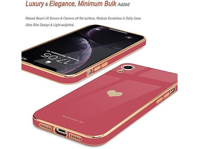 Teageo Compatible with iPhone Xr Case for Women Girl Cute Love-Heart Luxury Bling Plating Soft Back Cover Raised Full Camera Protection Bumper...