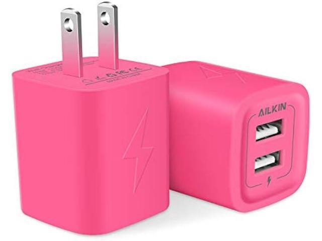 Wall Charger, AILKIN USB Plug Fast Charging Block, Power Adapter Cube 2 Port Charge Travel Brick Cell Quick Chargers Box for iPhone 15/14/13/12...