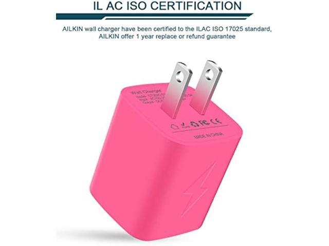 Wall Charger, AILKIN USB Plug Fast Charging Block, Power Adapter Cube 2 Port Charge Travel Brick Cell Quick Chargers Box for iPhone 15/14/13/12...