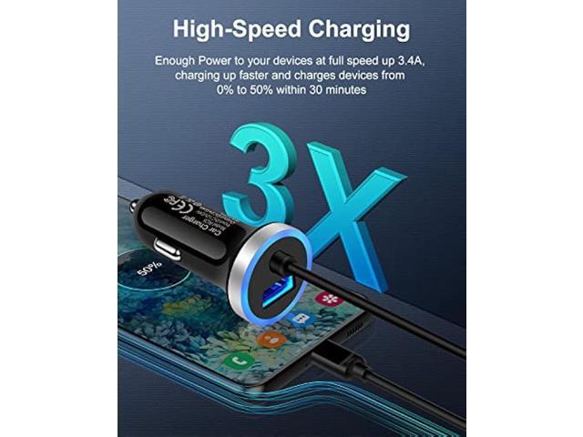 Cell Phone Car Charger for Samsung Galaxy A53 A13 A13 A24 A03s A73 A71 A50 A23 S23 S22 Ultra S21 S20 A51 iPhone 15, USB C Cigarette Lighter Adapter...
