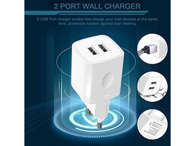 European Travel Plug Block, Wall Charger Power Adapter for Europe Adaptor, 2.1A Dual Port USB Cube Fast Charging Box Base Brick for iPhone 13 Pro...