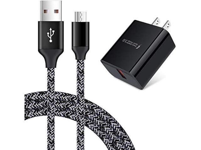 Quick Charge 3.0 Fast Charging Block Wall Charger with 3ft Micro USB Cable Android Fast Charger for Samsung Galaxy S7 S6 Edge A10 A9 A6 J7 J3,LG...