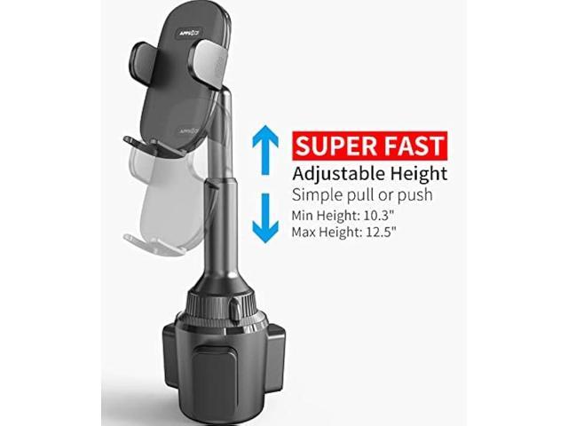 APPS2Car Solid Cup Holder Phone Mount for Car Truck with Quick Extension Long Arm Fast Swivel Adjustable Height 360 Rotatable, Low Profile...