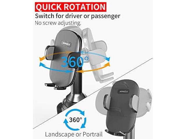 APPS2Car Solid Cup Holder Phone Mount for Car Truck with Quick Extension Long Arm Fast Swivel Adjustable Height 360 Rotatable, Low Profile...