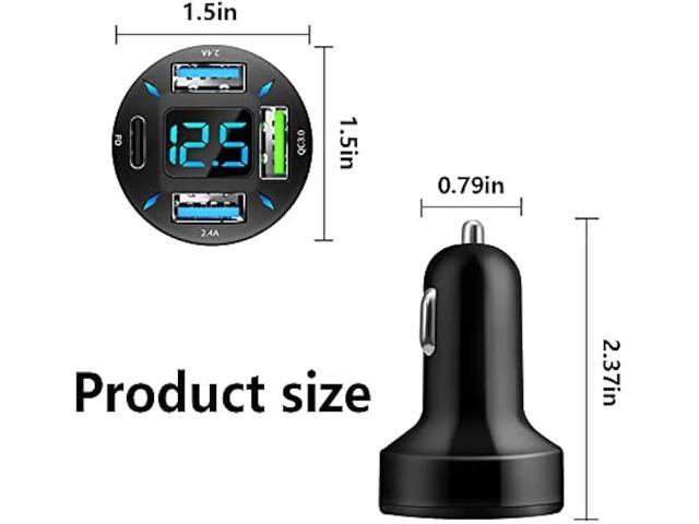 Car Fast Charger,PD/QC3.0 Car USB Charger with LED Lights,Cigarette Lighter USB Charger Compatible for iPhone Galaxy iPad Pro& More Mobil Phone