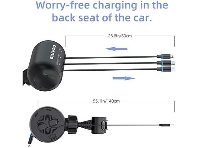 Multi Car Retractable Backseat 3 in 1 Car Charging Station Box Compatible with All Phones iPhone Samsung Android Share Ride Customer...