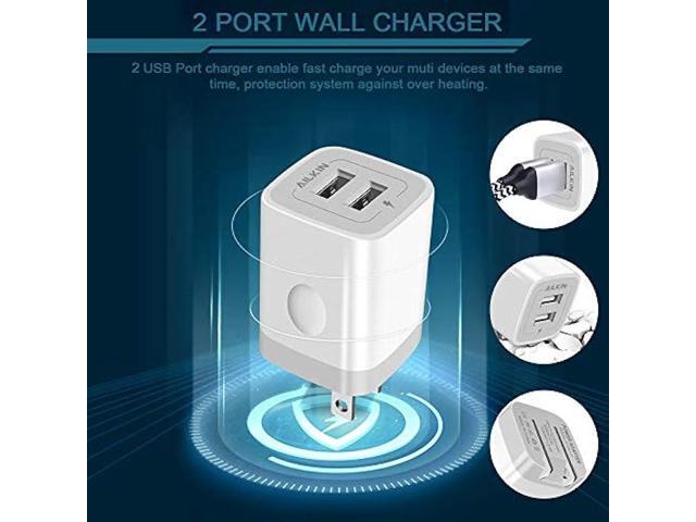 3Pack Fast Charging Cubes, Foldable Dual Port Charger Block, AILKIN Fast USB Plug Power Adapter Fold up Box Base Brick for iPhone XR/XS Max/X iPad...