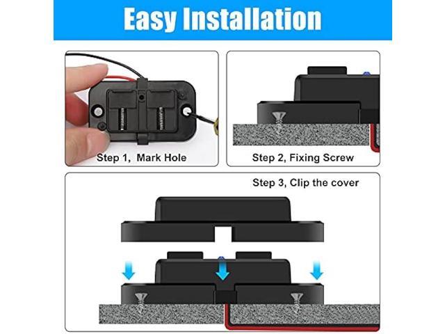 1pc 12V USB Outlet, Dual Quick Charge 3.0 12V Socket USB Charger and PD Type-C (USB C), 12V 24V USB Charger Waterproof Power Socket Adapter Car...