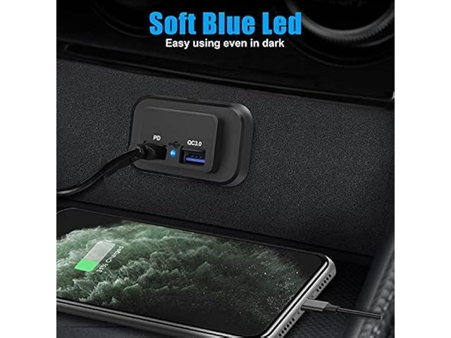 1pc 12V USB Outlet, Dual Quick Charge 3.0 12V Socket USB Charger and PD Type-C (USB C), 12V 24V USB Charger Waterproof Power Socket Adapter Car...
