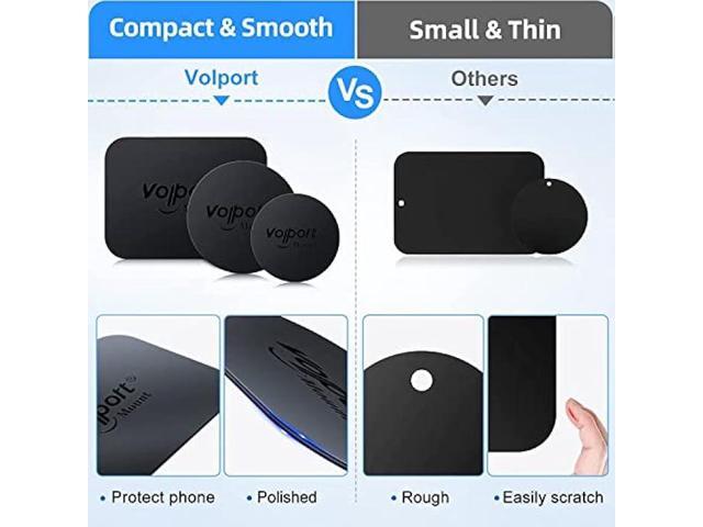 Metal Plate for Phone Magnet, 10 Pack Volport MagicPlate with 3M Adhesive Replacement for Magnetic Phone Car Mount Holder & Cradle & Stand...