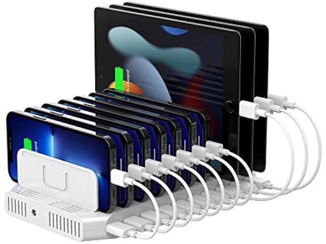 Unitek Multi Charging Station, 10-Port USB Charger for Multiple Device with SmartIC Tech and Adjustable Dividers, Organizer Stand Compatible with...