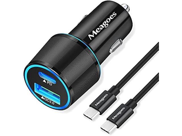 Meagoes USB C Car Charger, 48W 2-Port Fast Charging Adapter with PD & QC3.0 Compatible for iPhone 15 Pro Max/Samsung Galaxy S23/S22/S21/S20...