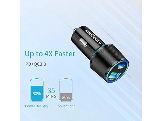 Meagoes USB C Car Charger, 48W 2-Port Fast Charging Adapter with PD & QC3.0 Compatible for iPhone 15 Pro Max/Samsung Galaxy S23/S22/S21/S20...