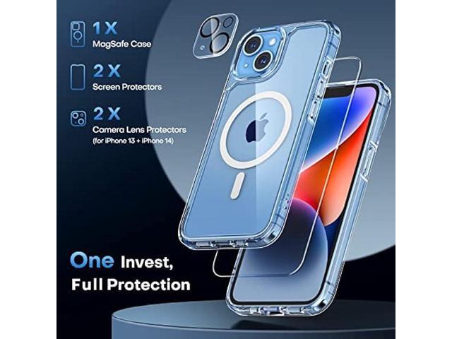 TAURI 5-in-1 Magnetic for iPhone 13 Case for iPhone 14 Case [Designed for Magsafe], with 2X Screen Protectors +2X Camera Lens Protectors,...