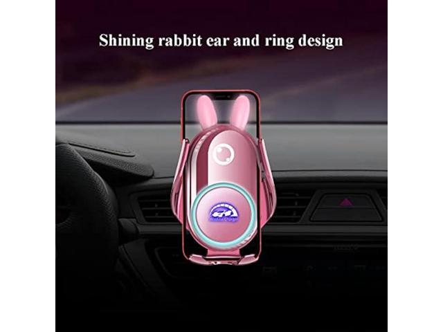Peanutech Car Phone Holder Mount Wireless Charging Auto Clamping Rotatable Vent Clip Cute Pink Rabbit Woman for iPhone 14 13 12 11 10 Pro Xs...