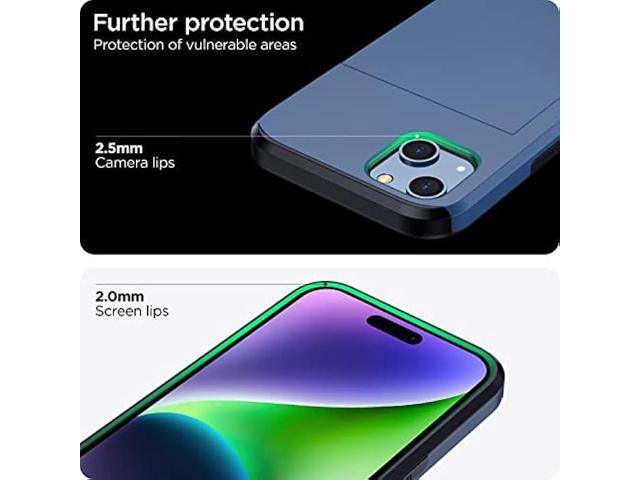 harusaki for iPhone 14 Case with Card Holder, Wireless Charging Compatible iPhone 14 Wallet Case, Slim Shockproof iPhone 14 Case Wallet (Blue)