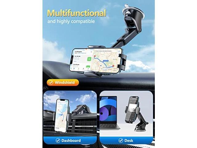 Phone Holder Mount for Car [Strong Suction] Hands-Free Universal Cell Phone Mounts for Dashboard/Windshield, 360° Rotation Extendable Mobile Car...