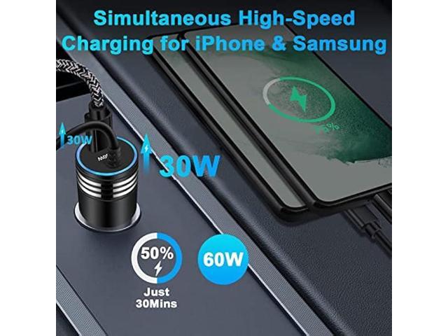 Android USB C Samsung Super Fast Car Charger for Samsung Galaxy S23 Ultra/S23/A05S/A05/A14 5G/A54/S22/S21 fe/S20/A53 5G/A13/A03S/A32, 60W Fast Car...