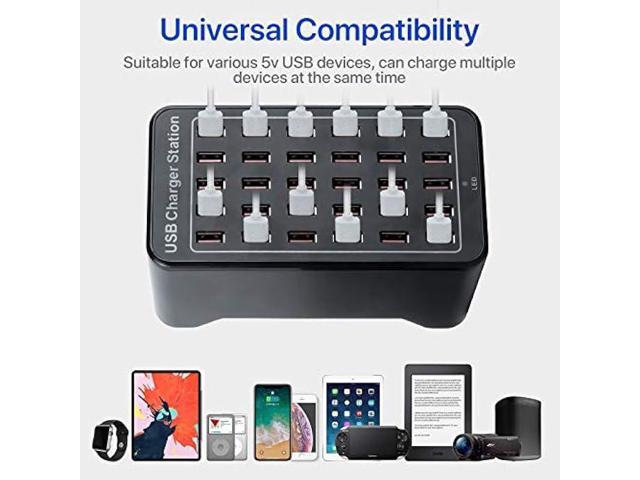 30-Port Charger, USB Charger Station, USB Fast Charger, Smart Charging Recognition, Suitable for Travel, Family Gatherings, Schools, Shopping...