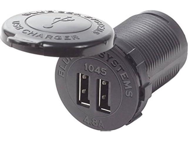 Blue Sea Systems 1045 Fast Charge 4.8A Dual USB Charger Socket Mount, 12V/24V