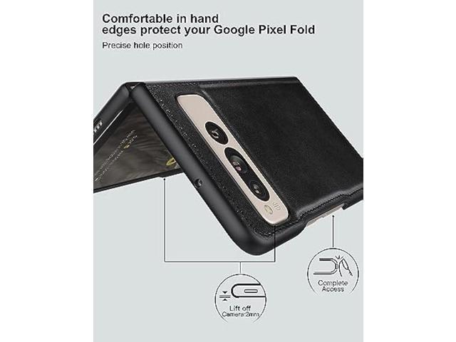 Foluu for Google Pixel Fold 2023 Case, Pixel Fold Leather Case, PU Leather + Hard PC Shell Ultra Thin Slim Durable Protective Phone Case Cover for...