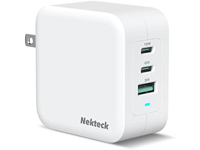 Nekteck GaN Charger 100W USB C Charger 3-Ports with PD.3 and QC.3, Compact Fast Foldable Wall Charger for iPhone 15 Series, MacBook Pro/Air, Google...