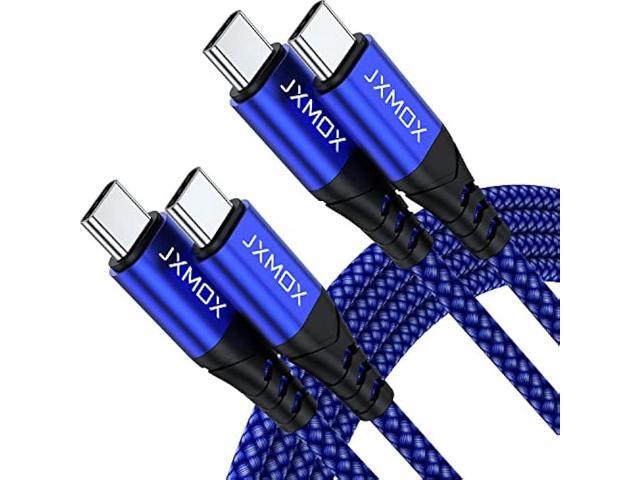 JXMOX USB C to USB C Cable 60W, (2 Pack 6.6ft) Type C Fast Charging Cord Compatible with iPhone 15 Plus/15 Pro Max, Samsung Galaxy S23 S22+ S21.