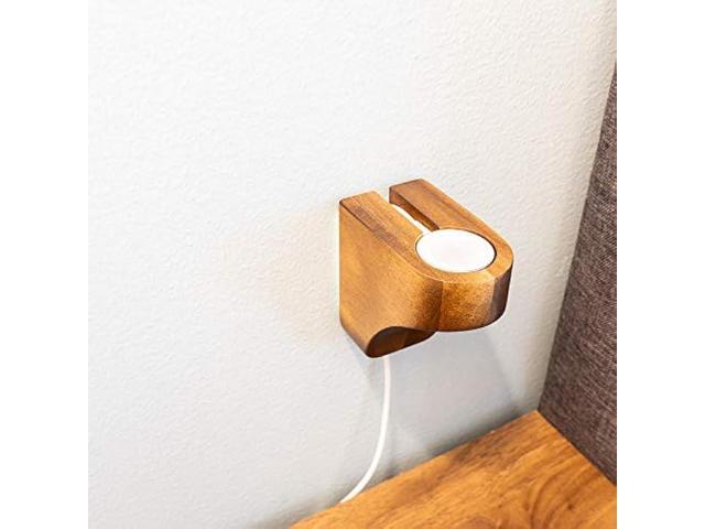 Wall Charging Stand for Apple Watch Series 9 - Wooden Charging Dock - Wood Charging Station for All iWatch - Simply Stick to Wall with Included 3M...