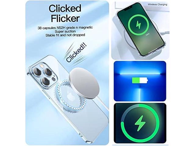 MGQILING Compatible with iPhone 12 Pro Max Magnetic Glitter Case, Luxury Plating Cute Bling Clear Phone Case, Compatible with MagSafe for Women...