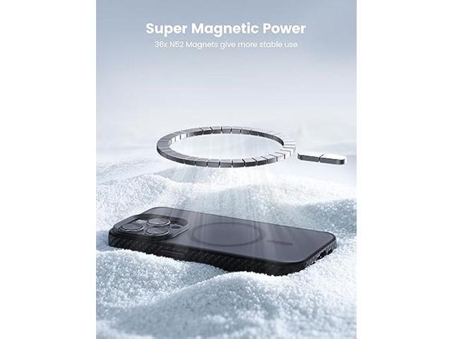 Lamicall Magnetic Phone Case for iPhone 15 Pro, for MagSafe - [Diamond Textured Anti-Slip Edge] [4 Corners Airbag Buffer] Translucent Hard Slim...