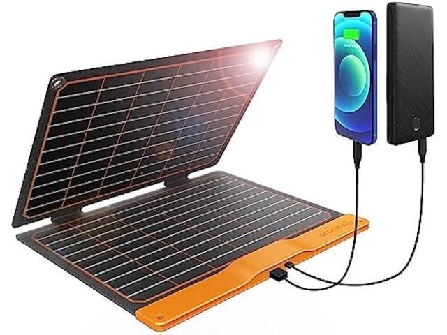 20W Small USB Solar Panel Charger 15W USB-A PD2.0 USB-C Foldable Portable Lightweight ETFE Power Emergency Panel IP67 Waterproof Hiking Camping...