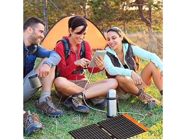 20W Small USB Solar Panel Charger 15W USB-A PD2.0 USB-C Foldable Portable Lightweight ETFE Power Emergency Panel IP67 Waterproof Hiking Camping...