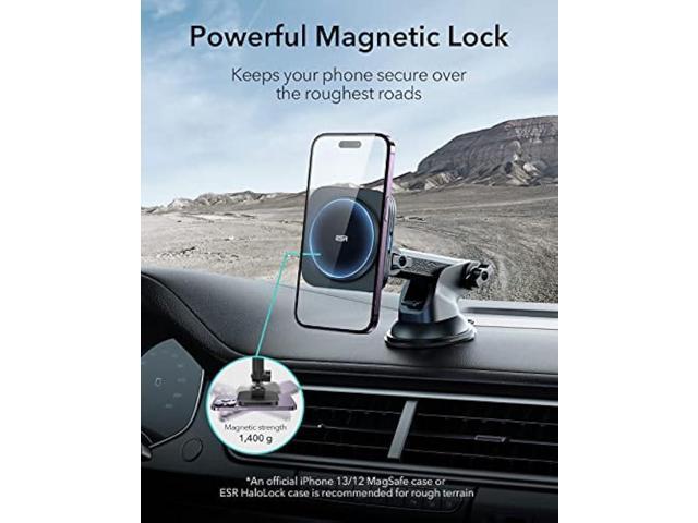 ESR Dashboard Magnetic Wireless Car Charger Mount (HaloLock), Compatible with MagSafe Car Charger, Windshield Car Phone Holder for iPhone...